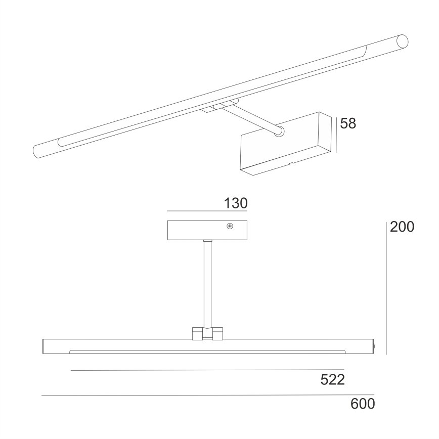LED vannas istabas spoguļa apgaismojums MIRROR LED/8W/230V 4000K IP44 60 cm melns