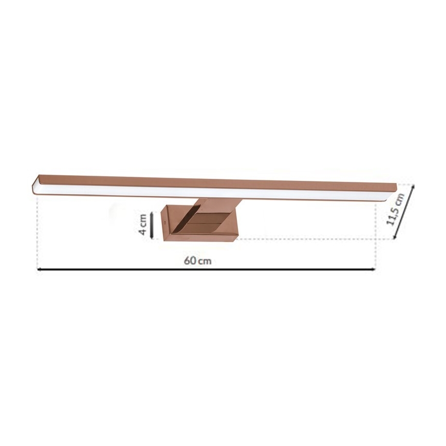 LED vannas istabas spoguļa apgaismojums SHINE, 13,8W/230V, 60 cm, IP44, rožu zelts