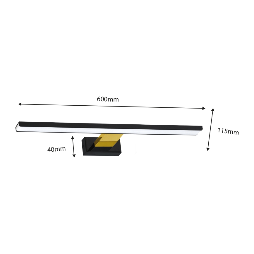 LED Vannas istabas spoguļa apgaismojums SHINE LED/13,8W/230V IP44 melns/zelta