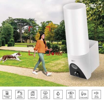 LED Viedā āra kamera ar lampu GoSmart LED/12W/230V IP65 Wi-Fi Tuya balta