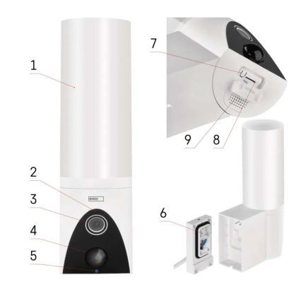 LED Viedā āra kamera ar lampu GoSmart LED/12W/230V IP65 Wi-Fi Tuya balta