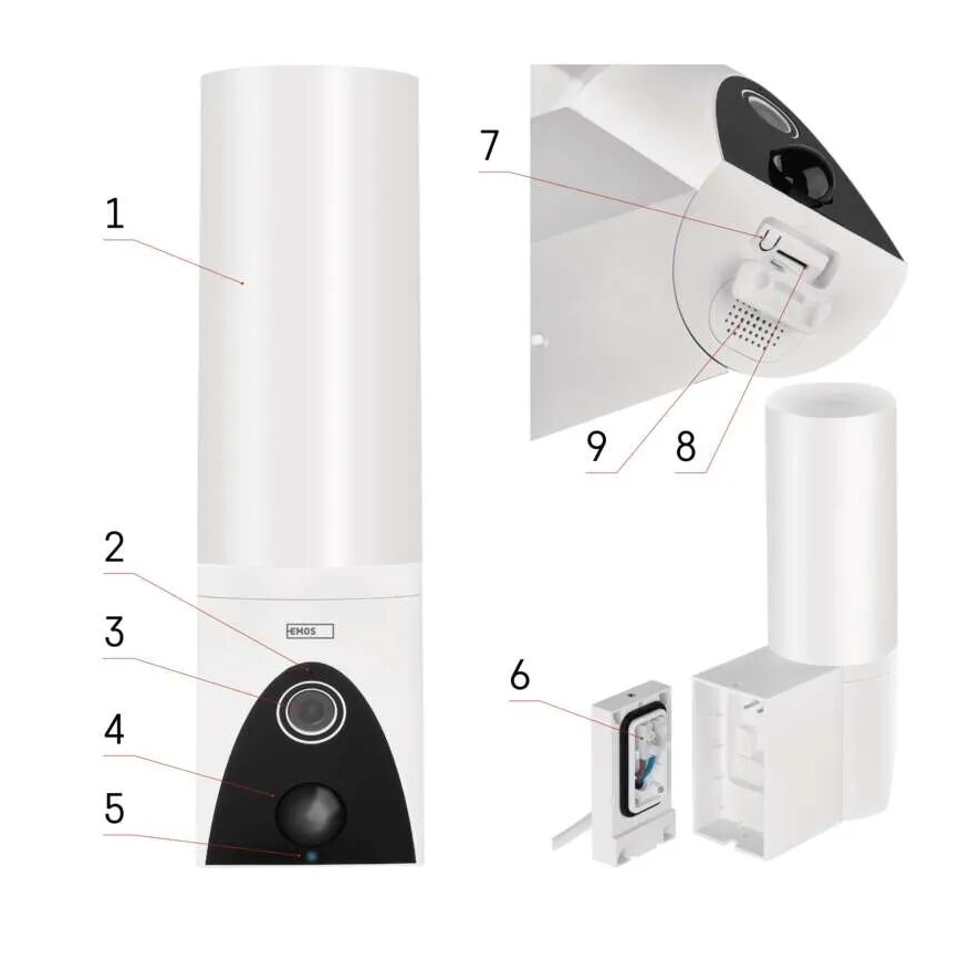 LED Viedā āra kamera ar lampu GoSmart LED/12W/230V IP65 Wi-Fi Tuya balta