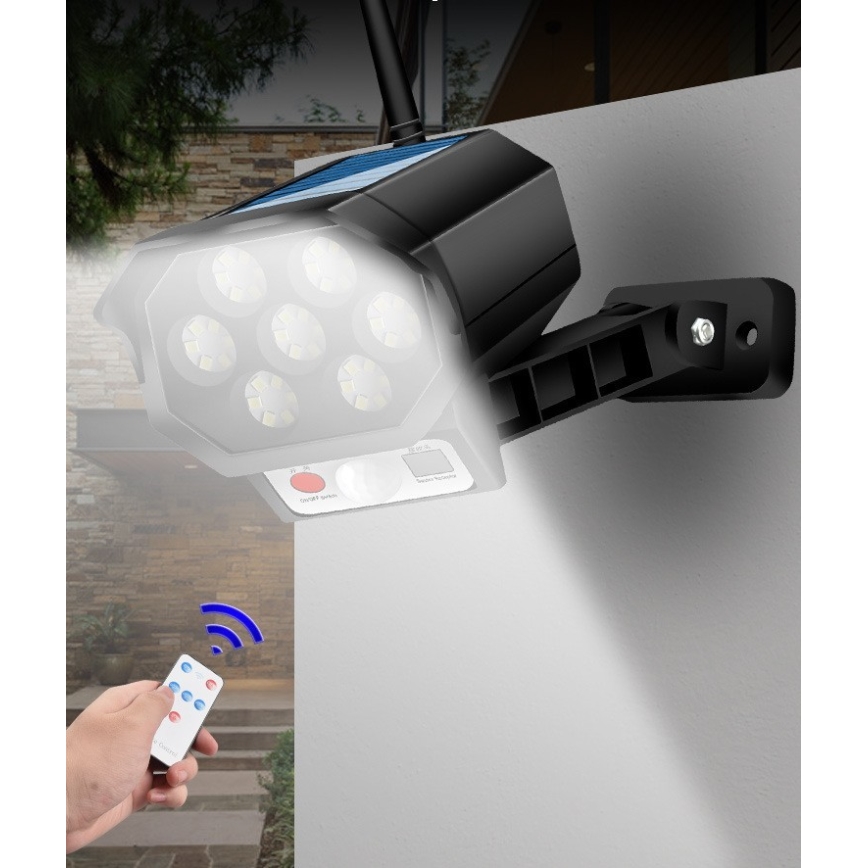LED viltus drošības kamera ar sensoru un saules paneli LED/5W/5,5V 800 mAh IP65 + tālvadības pults