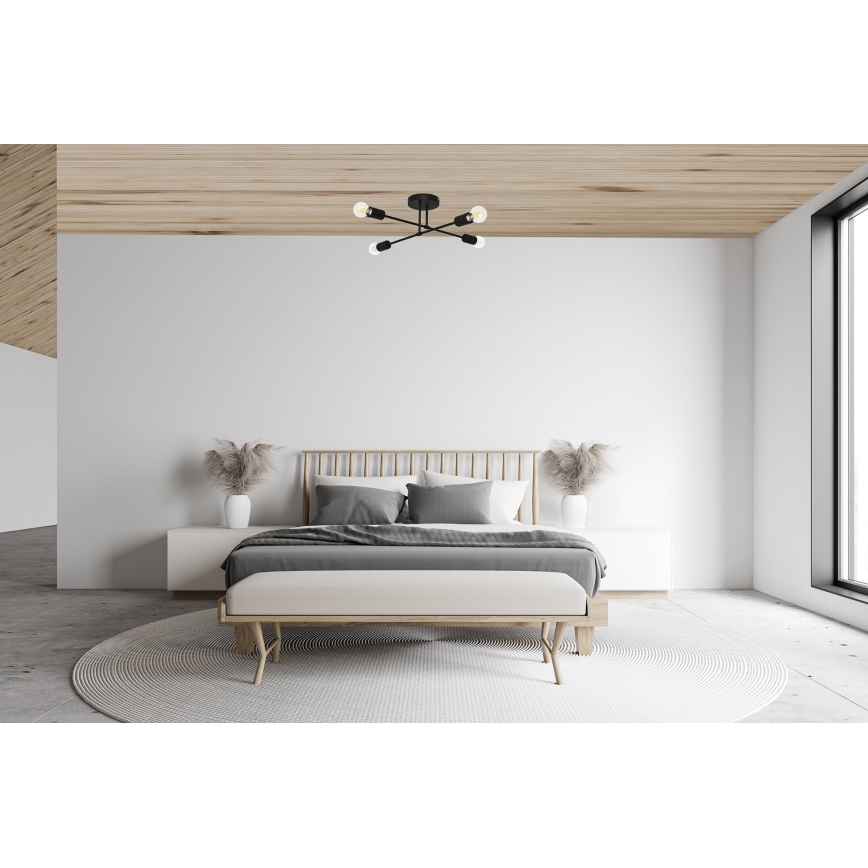 LED Virsapmetuma lustra CAMBRIDGE 4xE27/8W/230V melna