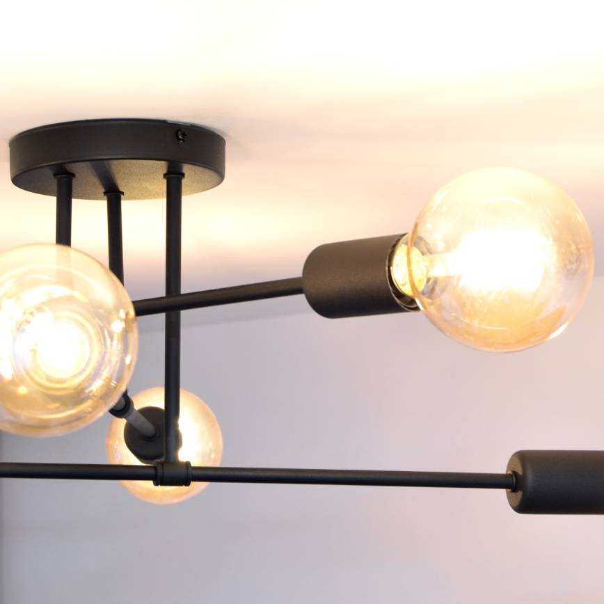 LED Virsapmetuma lustra CAMBRIDGE 6xE27/8W/230V melna