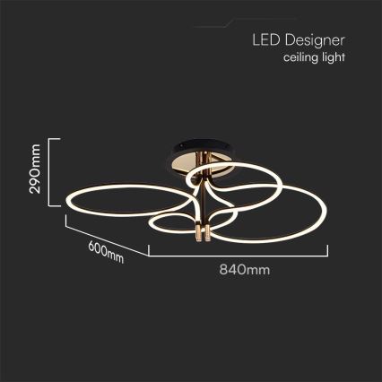 LED Virsapmetuma lustra LED/36W/230V 3000K