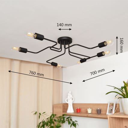 LED Virsapmetuma lustra TUBE 6xE27/15W/230V