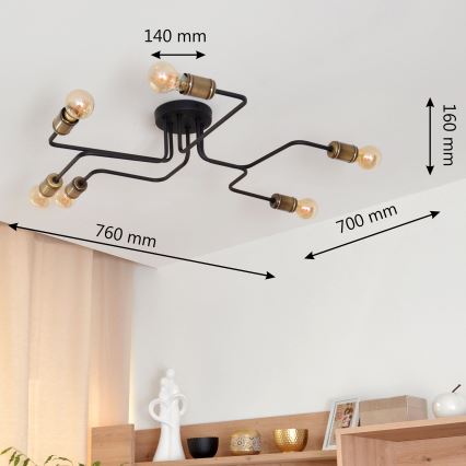 LED Virsapmetuma lustra TUBE 6xE27/15W/230V