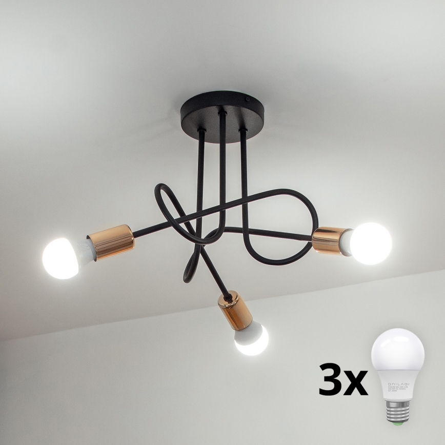 LED virsmas montāžas lustrs OXFORD 3xE27/15W/230V melns