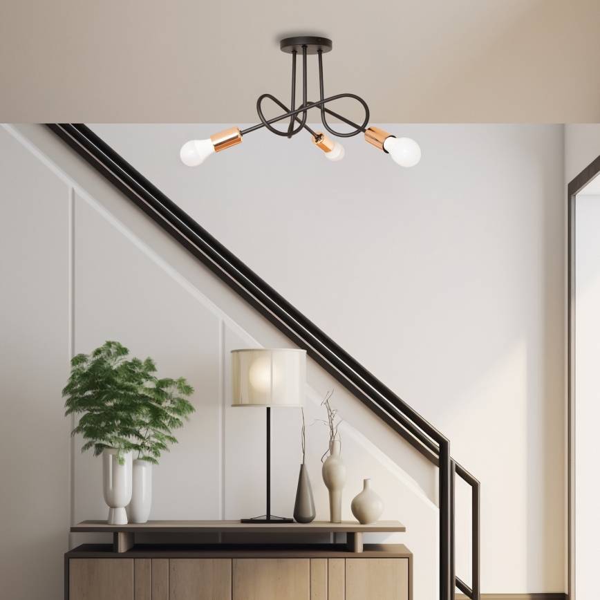 LED virsmas montāžas lustrs OXFORD 3xE27/15W/230V melns