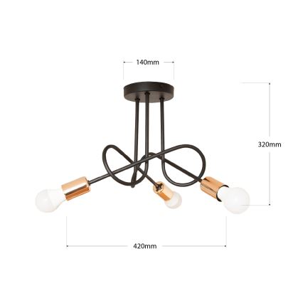 LED virsmas montāžas lustrs OXFORD 3xE27/15W/230V melns