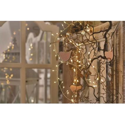 LED  virtene 100xLED/3xAA 2,7m silti balta