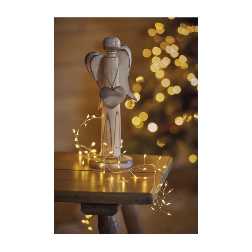 LED  virtene 100xLED/3xAA 2,7m silti balta