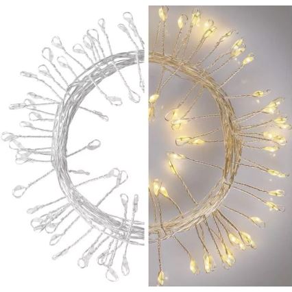 LED  virtene 100xLED/3xAA 2,7m silti balta