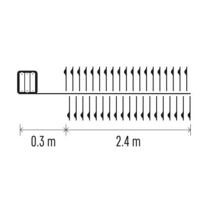 LED  virtene 100xLED/3xAA 2,7m silti balta