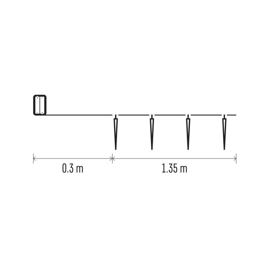 LED virtene 10xLED/2xAA 1,65m