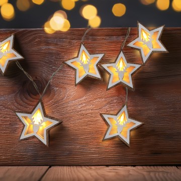 LED virtene 10xLED/2xAA 1,8m silti balta