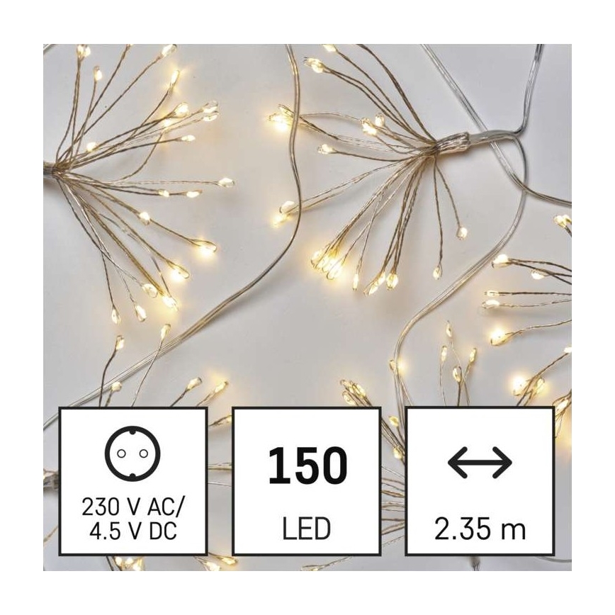 LED  virtene 150xLED/5,35m silti balta