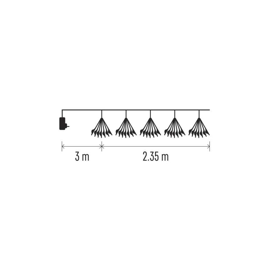 LED  virtene 150xLED/5,35m silti balta