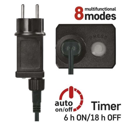 LED virtene 200 LED / 8 režīmi, 25 m, IP44, daudzkrāsaina