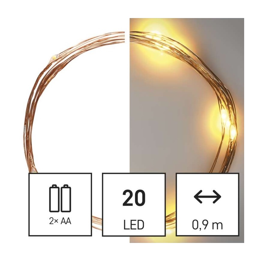 LED virtene 20xLED/2,4m siltā balta