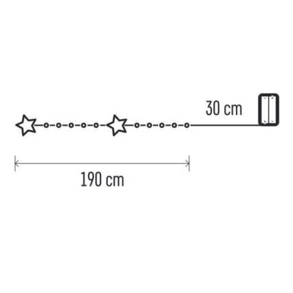 LED virtene 20xLED/2xAA 2,2 m siltā balta