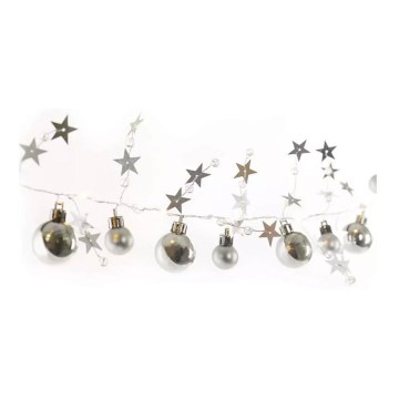 LED virtene 20xLED/2xAA 2,2 m silti balta