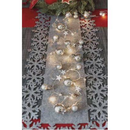 LED virtene 20xLED/2xAA 2,2 m silti balta
