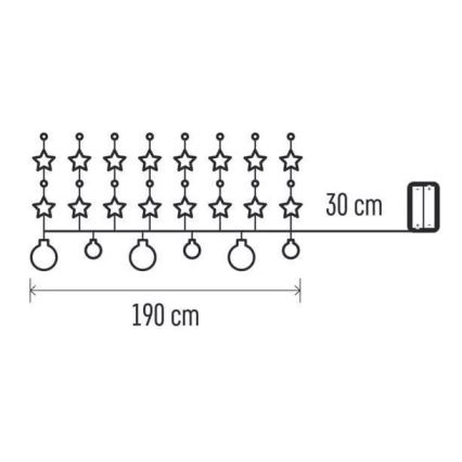 LED virtene 20xLED/2xAA 2,2 m silti balta