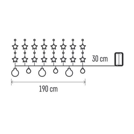 LED virtene 20xLED/2xAA, 2,2 m, silti balta