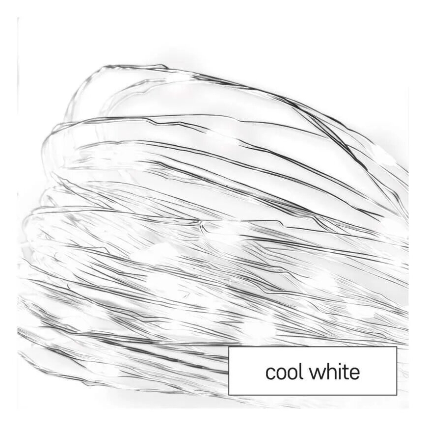 LED  virtene 20xLED/2xAA 2,4m auksti balta