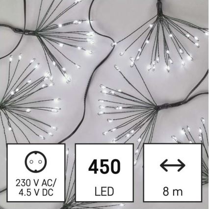 LED virtene 450 LED, 8+3 m, auksti balta