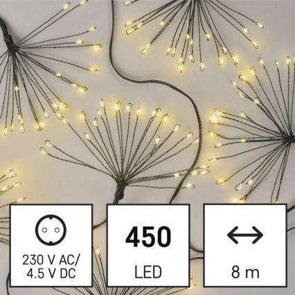 LED virtene 450xLED/11m, siltā baltā krāsā