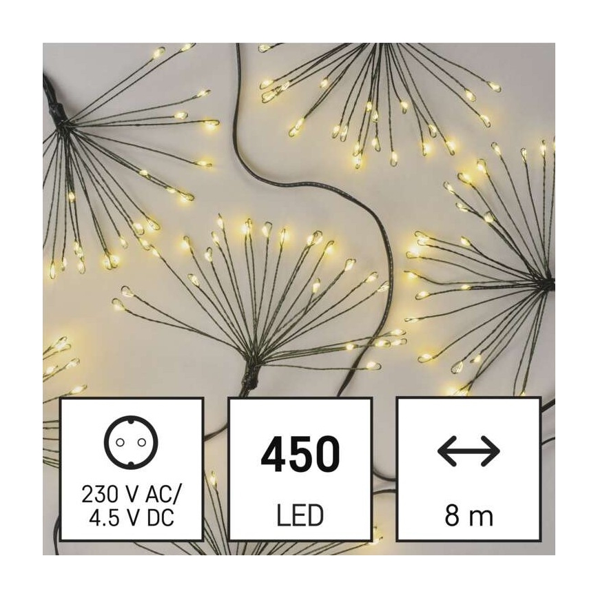 LED virtene 450xLED/11m, siltā baltā krāsā