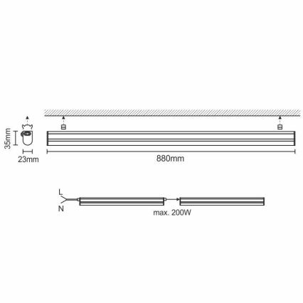LED Virtuves zem skapīša gaismeklis LED/12W/230V 4000K
