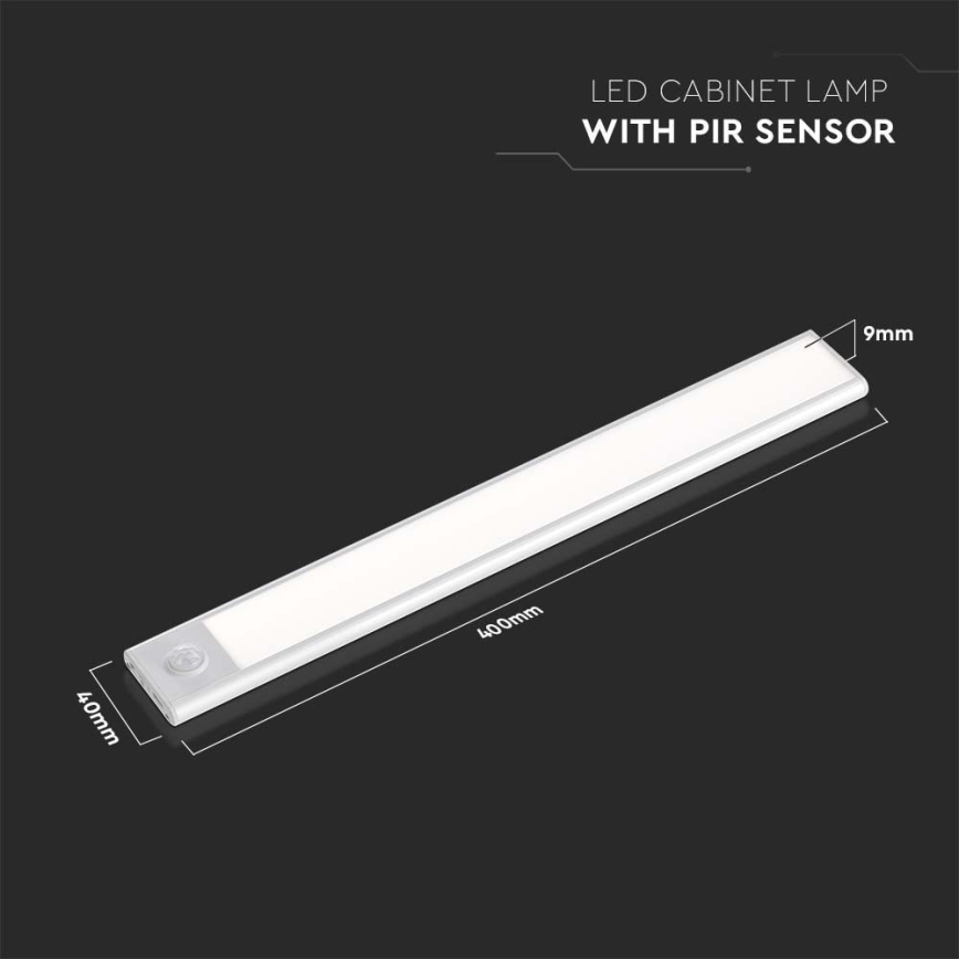 LED Virtuves zem skapīša lampa ar sensors LED/2W/5V 3000K