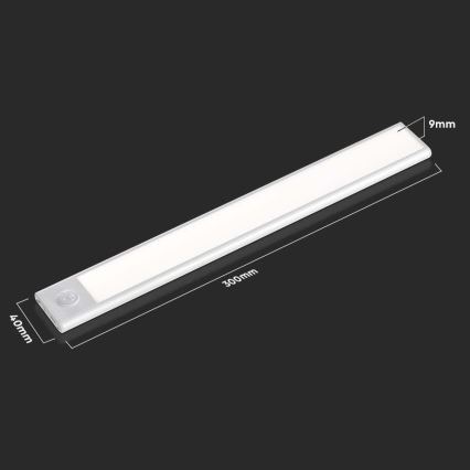 LED Virtuves zem skapīša lampa ar sensoru LED/1,5W/5V 1500 mAh 3000K