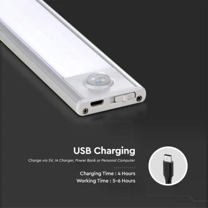 LED Virtuves zem skapīša lampa ar sensoru LED/1,5W/5V 1500 mAh 4000K