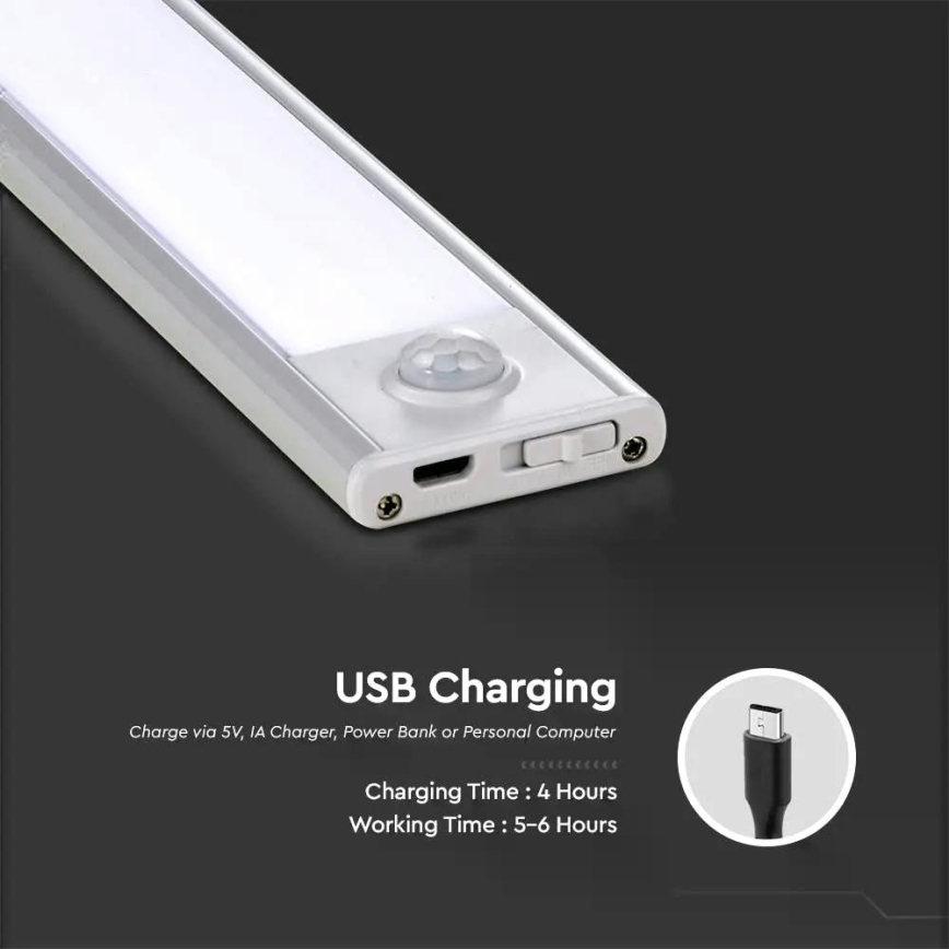 LED Virtuves zem skapīša lampa ar sensoru LED/1,5W/5V 1500 mAh 4000K