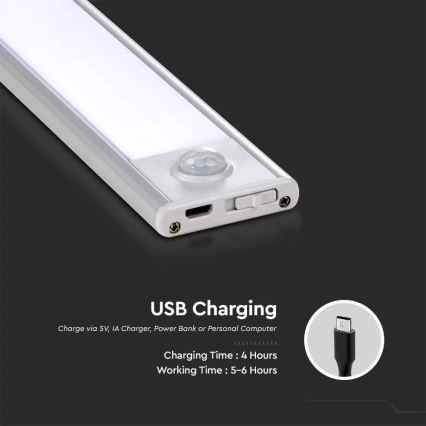 LED Virtuves zem skapīša lampa ar sensoru LED/1,5W/5V 3000K 1500 mAh