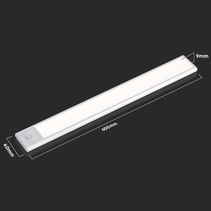 LED Virtuves zem skapīša lampa ar sensoru LED/2,5W/5V 3000 mAh 3000K