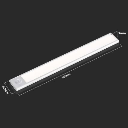 LED Virtuves zem skapīša lampa ar sensoru LED/2,5W/5V 4000K 3000 mAh