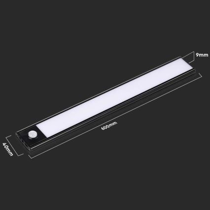 LED Virtuves zem skapīša lampa ar sensoru LED/2,5W/5V 4000K 3000 mAh