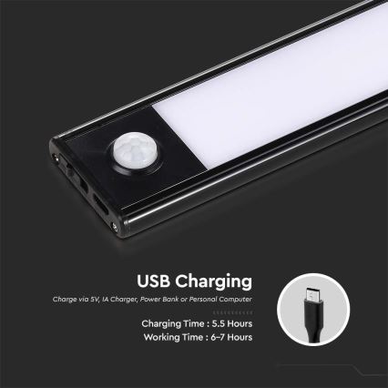 LED Virtuves zem skapīša lampa ar sensoru LED/2W/5V 2200 mAh 3000K
