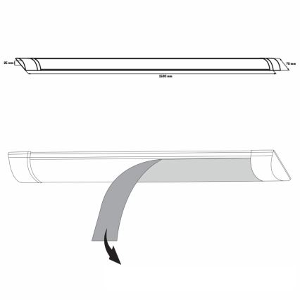 LED Virtuves zem skapīša lampa LED/50W/230V 4000K 150 cm balta
