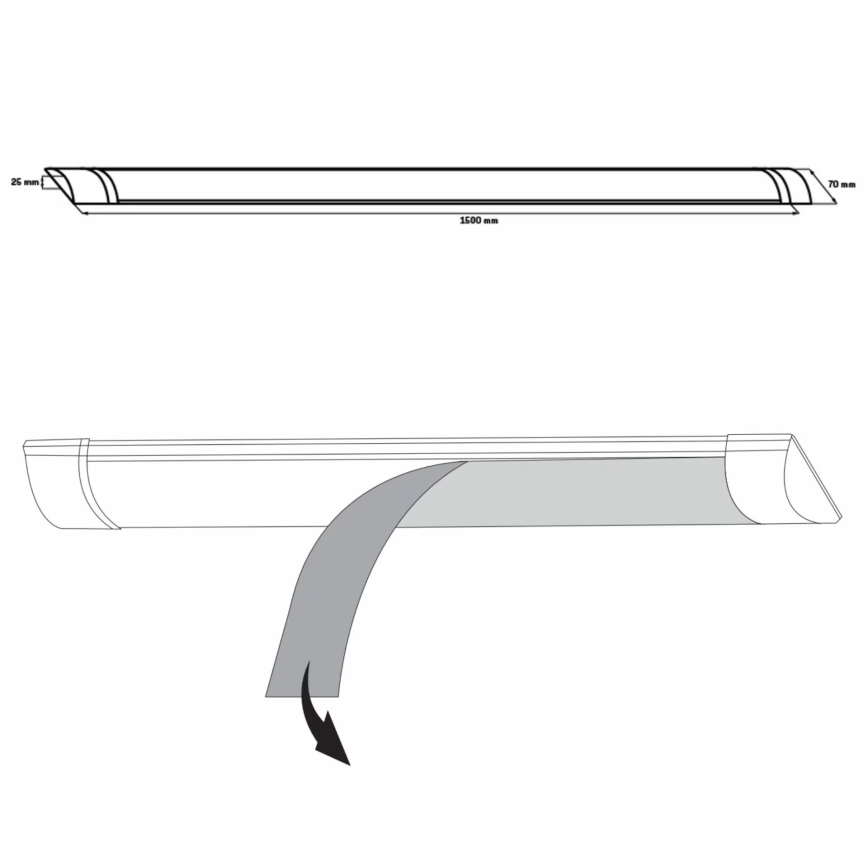 LED Virtuves zem skapīša lampa LED/50W/230V 4000K 150 cm balta