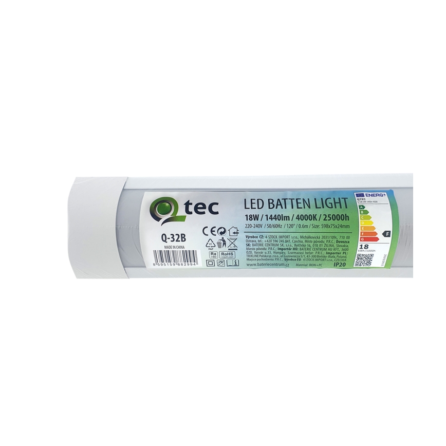 LED Virtuves zem skapīša lampa QTEC LED/18W/230V 60 cm balta