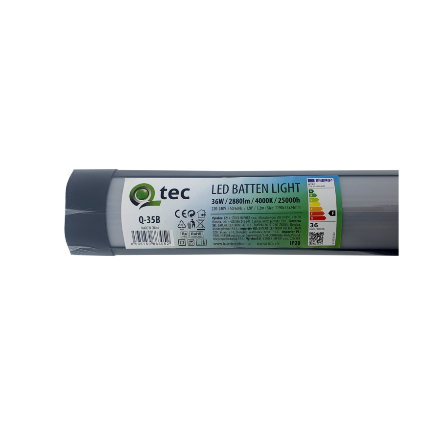 LED Virtuves zem skapīša lampa QTEC LED/36W/230V 120 cm melna