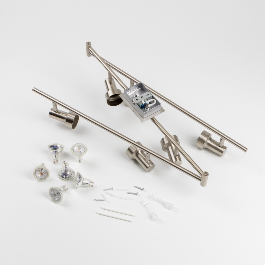 LED virziena gaismeklis 6xGU10/4,7W/230V matēts hroms