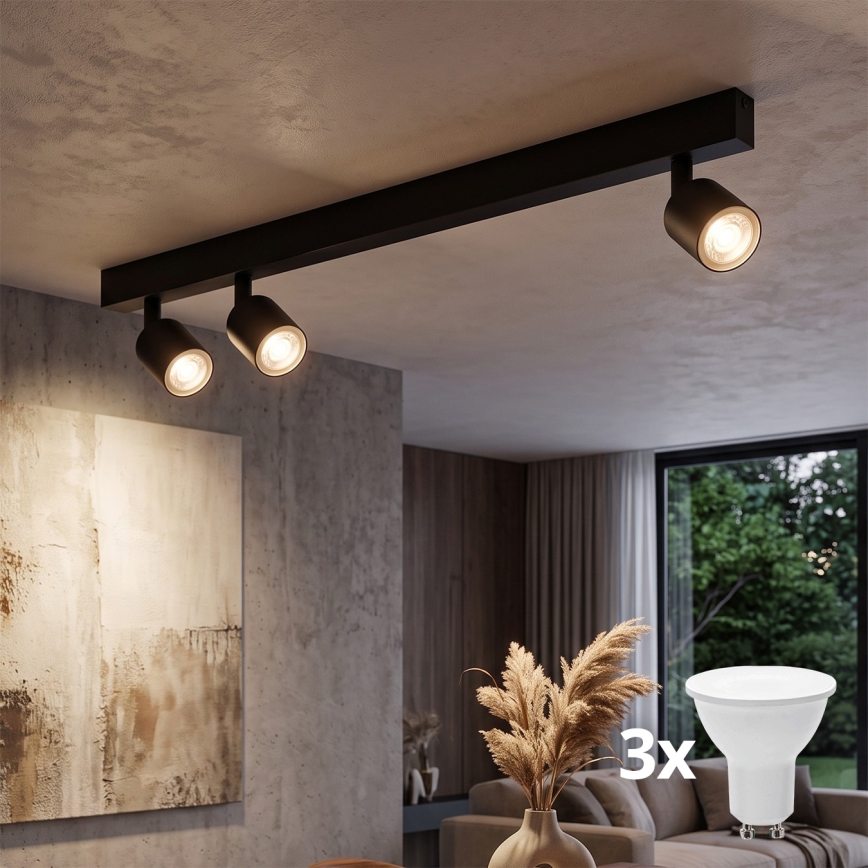 LED virziena gaismeklis TOP 3xGU10/10W/230V melns